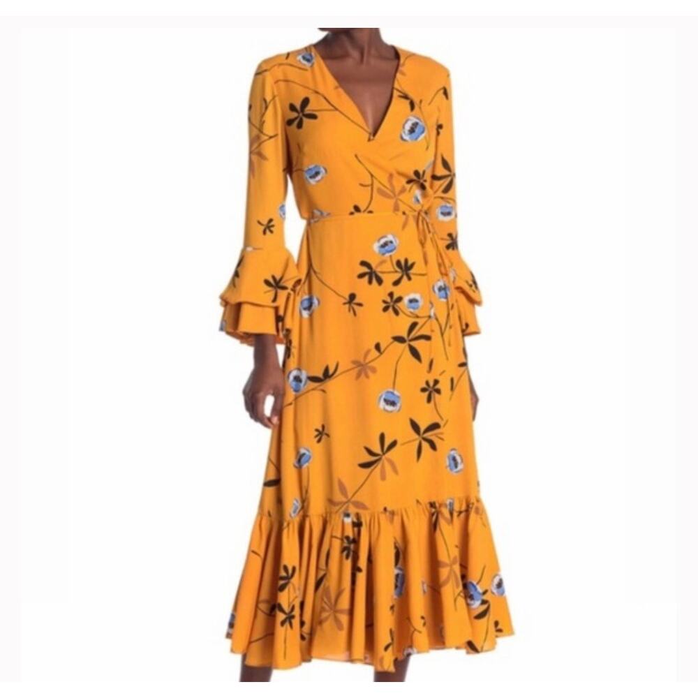 NWT Diane Von Furstenberg DVF Madeline Dress Growing Tulip Marigold Size Medium